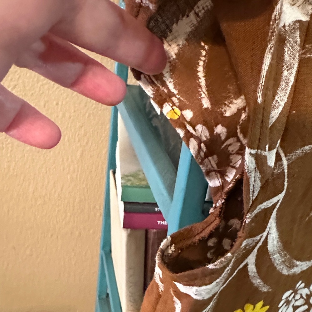 Vintage Brown Floral Barkcloth fabric cropped top - Picture 7 of 10